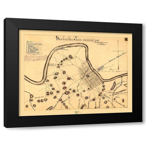 Nashville Tennessee - Blakeslee 1863  Black Modern Wood Framed Art Print by Blakeslee
