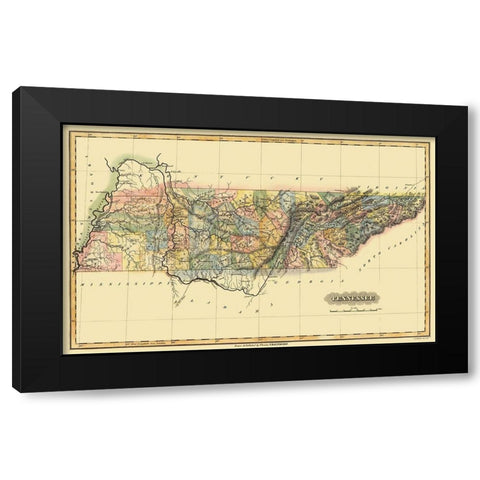Tennessee - Lucas 1823 Black Modern Wood Framed Art Print with Double Matting by Lucas