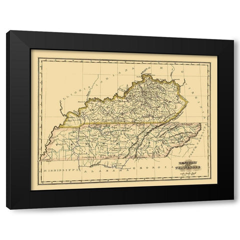 Kentucky, Tennessee - Morse 1823 Black Modern Wood Framed Art Print with Double Matting by Morse