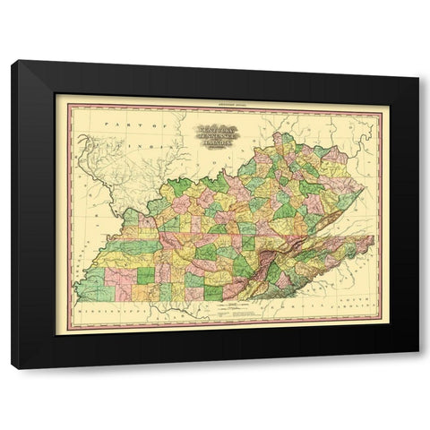 Kentucky, Tennessee, Part of Illinois - Tanner Black Modern Wood Framed Art Print by Tanner
