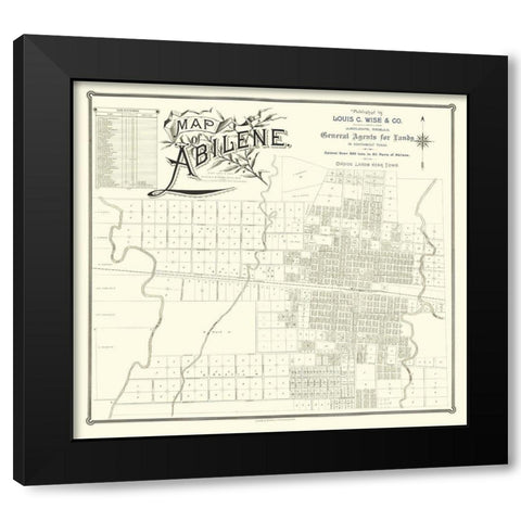 Abilene Texas - Clarke 1890 Black Modern Wood Framed Art Print with Double Matting by Clarke
