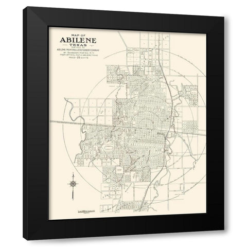 Abilene Texas - Sanborn 1929 Black Modern Wood Framed Art Print by Sanborn