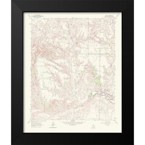 Abra Texas Quad - USGS 1967 Black Modern Wood Framed Art Print by USGS