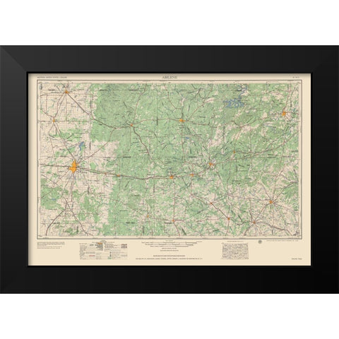 Abilene Texas Quad - USGS 1954 Black Modern Wood Framed Art Print by USGS