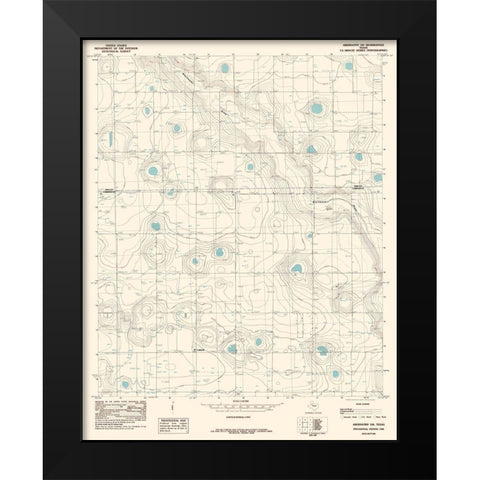 South West Abernathy Texas Quad - USGS 1985 Black Modern Wood Framed Art Print by USGS