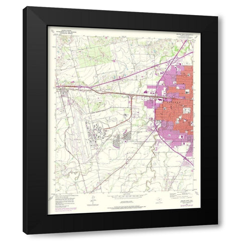 West Abilene Texas Quad - USGS 1957 Black Modern Wood Framed Art Print with Double Matting by USGS