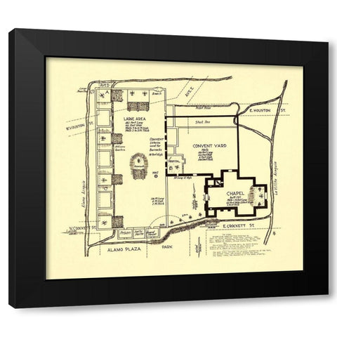 Texas Revolution, Alamo In San Antonio 1836 Black Modern Wood Framed Art Print by Bowie