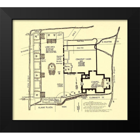 Texas Revolution, Alamo In San Antonio 1836 Black Modern Wood Framed Art Print by Bowie