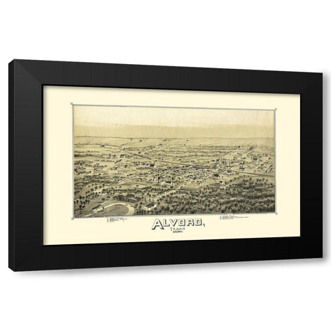 Alvord Texas - Fowler 1890 Black Modern Wood Framed Art Print with Double Matting by Fowler
