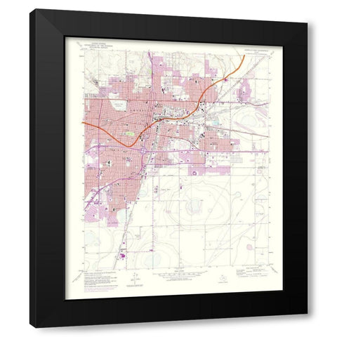 Amarillo East Texas Quad - USGS 1975 Black Modern Wood Framed Art Print with Double Matting by USGS