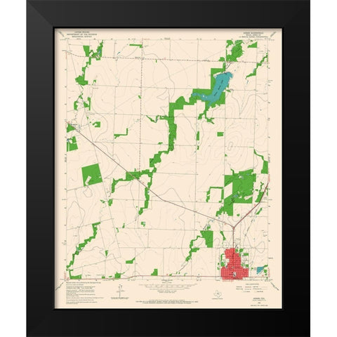 Anson Texas Quad - USGS 1965 Black Modern Wood Framed Art Print by USGS