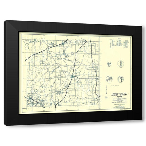 Archer Texas - Highway Dept 1936 Black Modern Wood Framed Art Print with Double Matting by Highway Dept