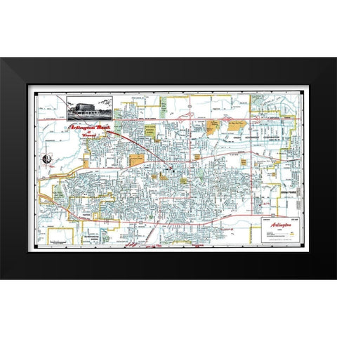 Arlington Texas - Ashburn 1960 Black Modern Wood Framed Art Print by Ashburn