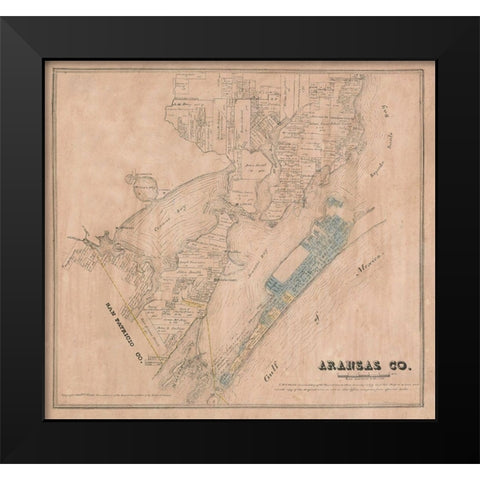 Aransas County Texas - Walsh 1880 Black Modern Wood Framed Art Print by Walsh