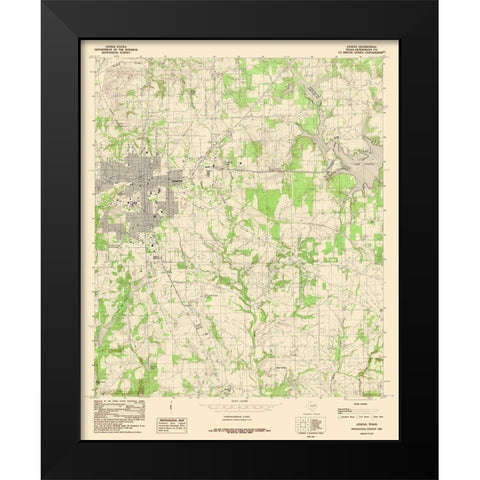 Athens Texas Quad - USGS 1984 Black Modern Wood Framed Art Print by USGS