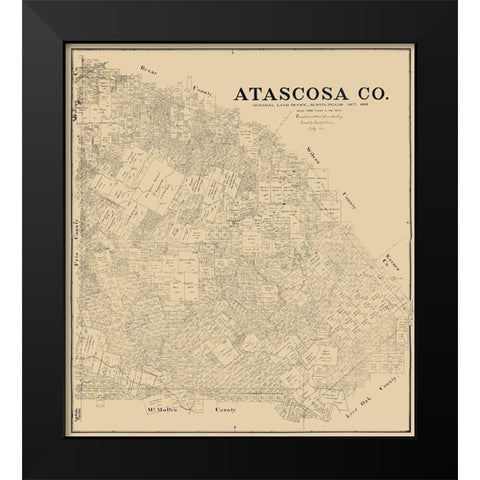 Atascosa County Texas - Rosenberg 1894  Black Modern Wood Framed Art Print by Rosenberg