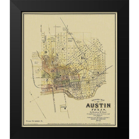 Austin Texas Landowner - Ford 1885 Black Modern Wood Framed Art Print by Ford