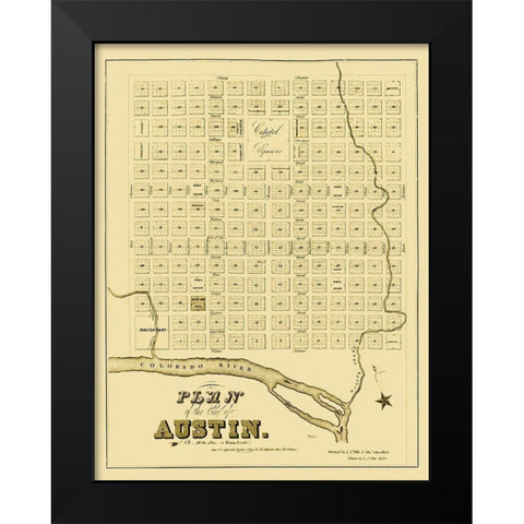 Austin Texas - Pilie 1839 Black Modern Wood Framed Art Print by Pilie