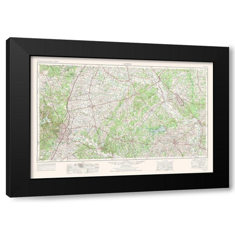 Austin Texas Quad - USGS 1954 Black Modern Wood Framed Art Print with Double Matting by USGS