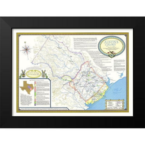 Austin Colony 1821-1836 Texas - 1993 Black Modern Wood Framed Art Print by Unknown