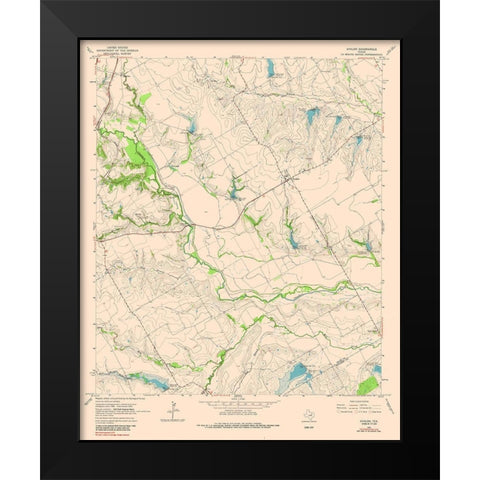 Avalon Texas Quad - USGS 1976 Black Modern Wood Framed Art Print by USGS