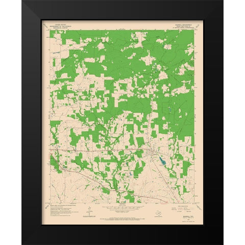 Bagwell Texas Quad - USGS 1964 Black Modern Wood Framed Art Print by USGS