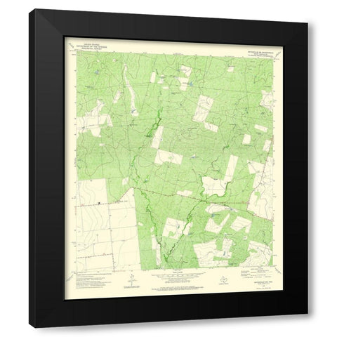 South West Batesville Texas Quad - USGS 1972 Black Modern Wood Framed Art Print with Double Matting by USGS