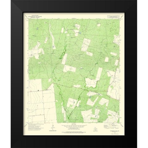 South West Batesville Texas Quad - USGS 1972 Black Modern Wood Framed Art Print by USGS