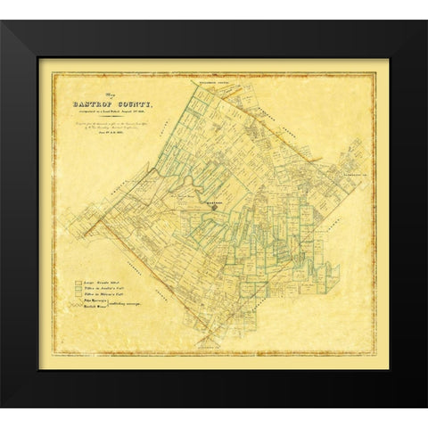 Bastrop County Texas - 1861 Black Modern Wood Framed Art Print by Unknown