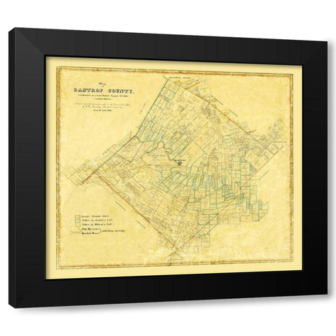 Bastrop County Texas - Rosenberg 1861 Black Modern Wood Framed Art Print with Double Matting by Rosenberg