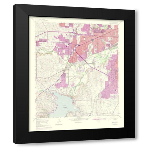 Benbrook Texas Quad - USGS 1969 Black Modern Wood Framed Art Print with Double Matting by USGS