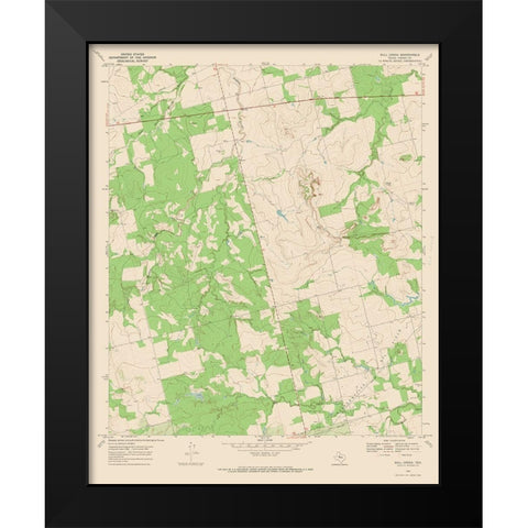 Bull Creek Texas Quad - USGS 1969 Black Modern Wood Framed Art Print by USGS