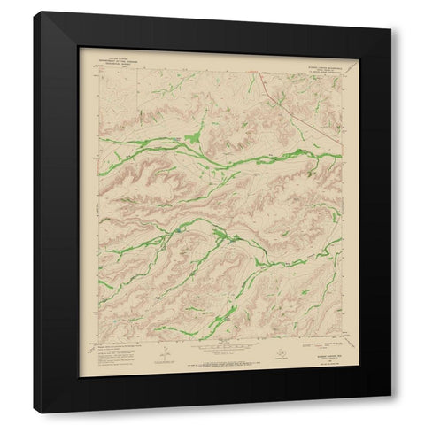 Busher Canyon Texas Quad - USGS 1968 Black Modern Wood Framed Art Print with Double Matting by USGS