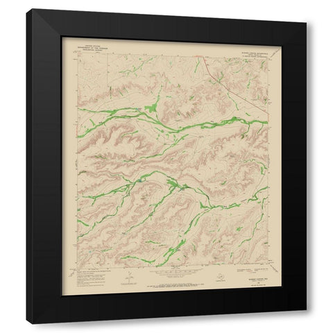 Busher Canyon Texas Quad - USGS 1968 Black Modern Wood Framed Art Print by USGS
