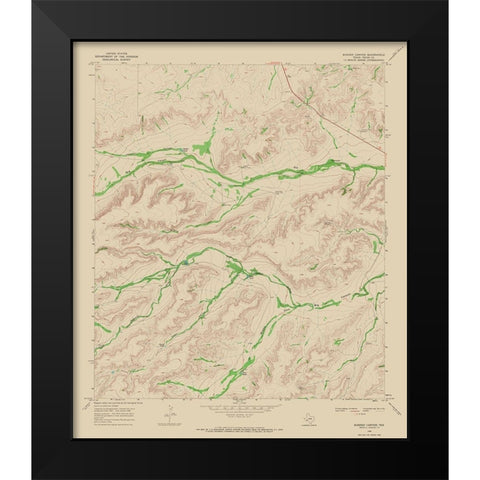 Busher Canyon Texas Quad - USGS 1968 Black Modern Wood Framed Art Print by USGS