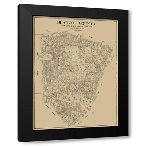 Blanco County Texas - Bramlette 1916  Black Modern Wood Framed Art Print with Double Matting by Bramlette