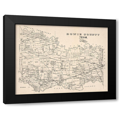 Bowie County Texas - Abrams 1894  Black Modern Wood Framed Art Print with Double Matting by Abrams