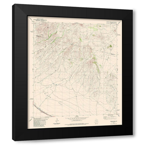 Burro Draw Texas Quad - USGS 1983 Black Modern Wood Framed Art Print with Double Matting by USGS