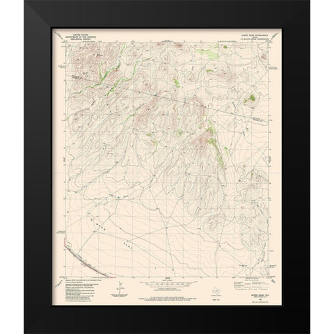 Burro Draw Texas Quad - USGS 1983 Black Modern Wood Framed Art Print by USGS