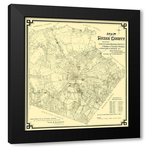 Bexar Texas Landowner - Rullmann 1897 Black Modern Wood Framed Art Print by Rullmann