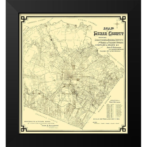 Bexar Texas Landowner - Rullmann 1897 Black Modern Wood Framed Art Print by Rullmann