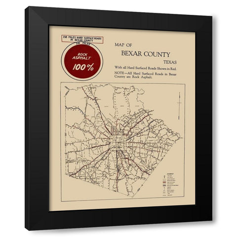 Bexar Texas Road - 1923 Black Modern Wood Framed Art Print with Double Matting by Unknown
