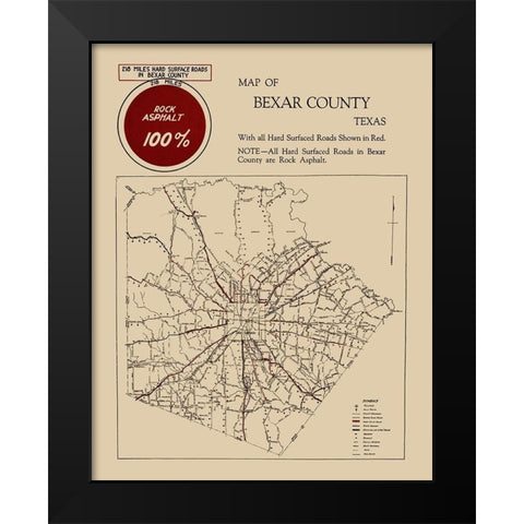 Bexar Texas Road - 1923 Black Modern Wood Framed Art Print by Unknown