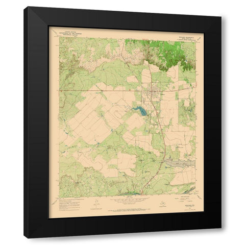 Benjamin Texas Quad - USGS 1967 Black Modern Wood Framed Art Print with Double Matting by USGS