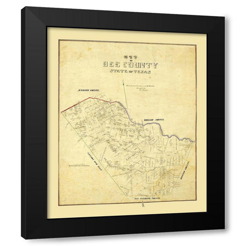 Bee County Texas - Dunlap 1863 Black Modern Wood Framed Art Print by Dunlap