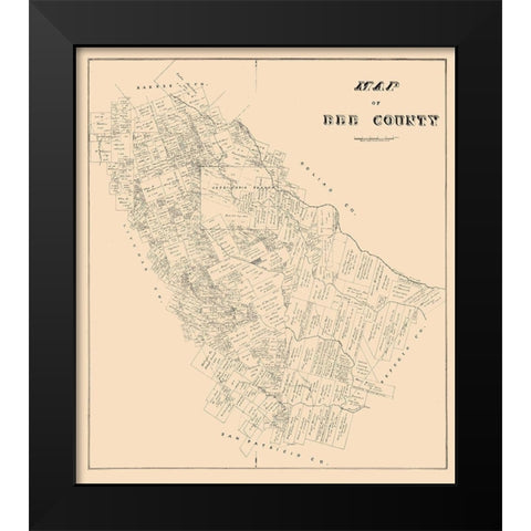 Bee County Texas - 1879 Black Modern Wood Framed Art Print by Unknown