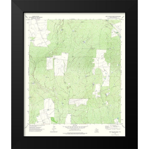 Beef Hollow Creek Texas Quad - USGS 1972 Black Modern Wood Framed Art Print by USGS