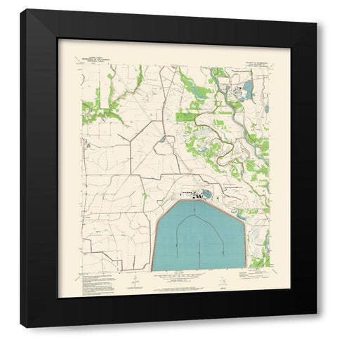 South East Blessing Texas Quad - USGS 1954 Black Modern Wood Framed Art Print with Double Matting by USGS