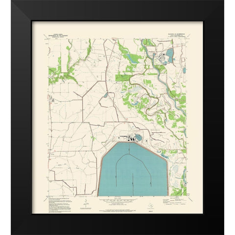 South East Blessing Texas Quad - USGS 1954 Black Modern Wood Framed Art Print by USGS