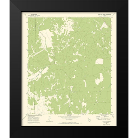 Burr Oak Creek Texas Quad - USGS 1970 Black Modern Wood Framed Art Print by USGS